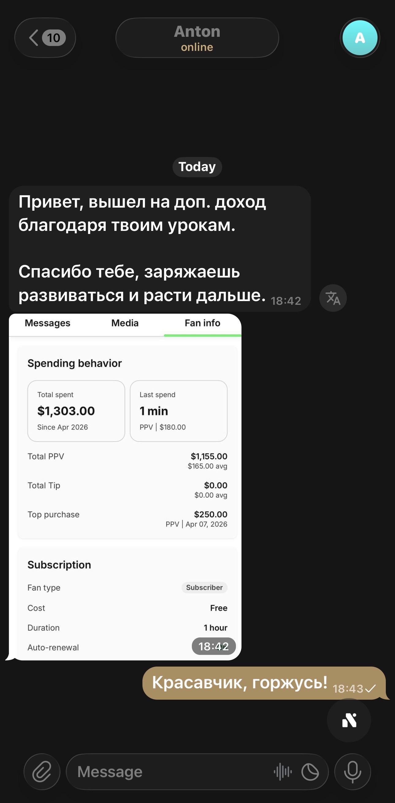 Отзыв участника о результате после уроков